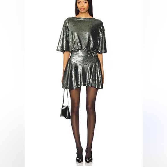 Free People Shimmering Sequin Mini Dress - Metallic Blue/ black - Picture 1 of 3